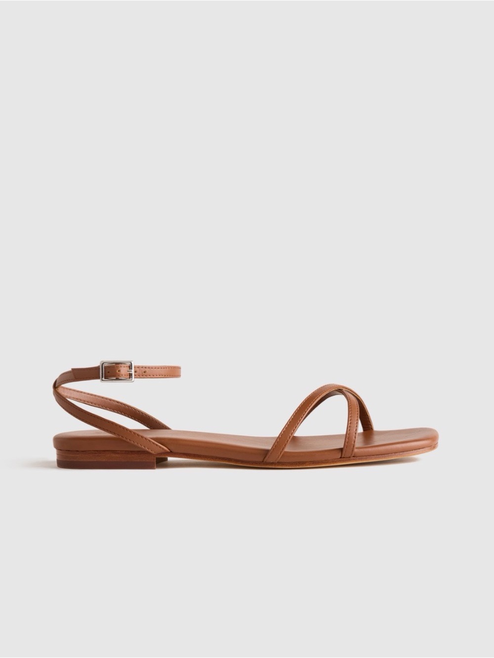 Italian Leather Ankle Strap Sandal - Congac